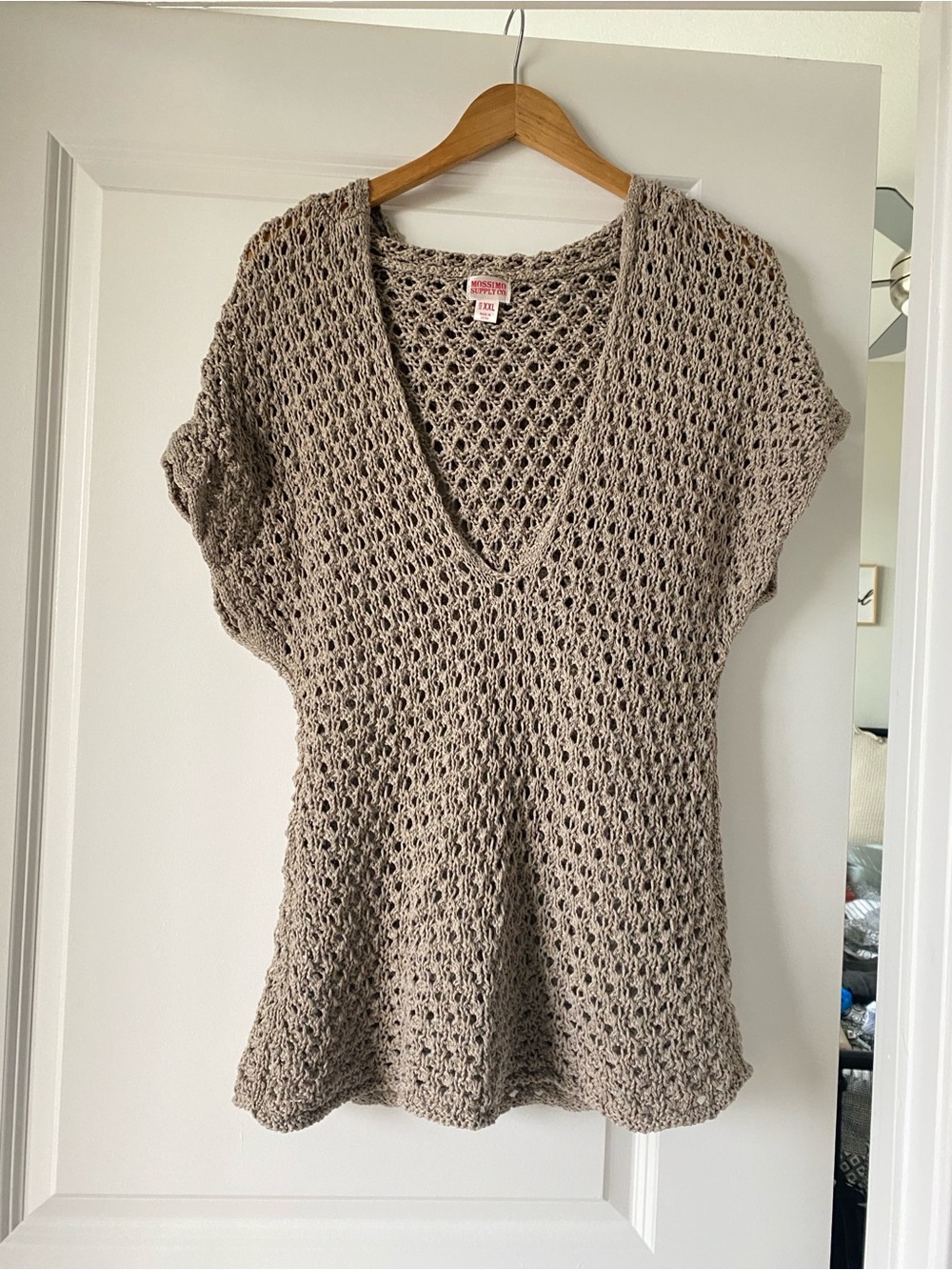 Mossimo Supply Co. Taupe Crochet V-Neck Swim Coverup